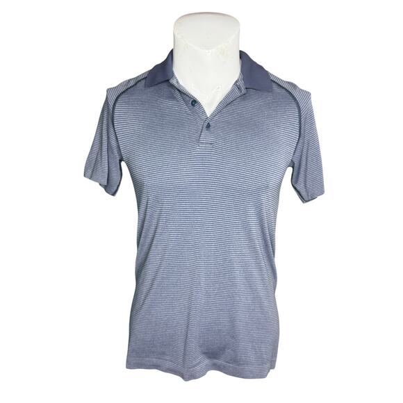 Lululemon Polo Shirt Men's Small Striped Purple Gray Short Sleeve - Picture 1 of 6
